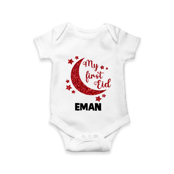 My first Eid Custom Romper - WHITE - New Born (Chest 14")