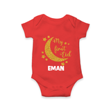 My first Eid Custom Romper - RED - New Born (Chest 14")