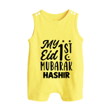 My 1st eid mubarak Custom Romper Suit - PASTEL YELLOW - 0 - 5 Months Old (Chest 18")