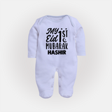 My 1st eid mubarak Custom Fullbody Suit - BABY BLUE - New Born (Chest 7.5")