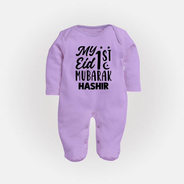 My 1st eid mubarak Custom Fullbody Suit - LILAC - New Born (Chest 7.5")