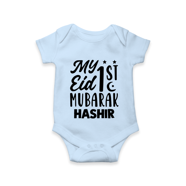 My 1st eid mubarak Custom Romper - BABY BLUE - New Born (Chest 14")
