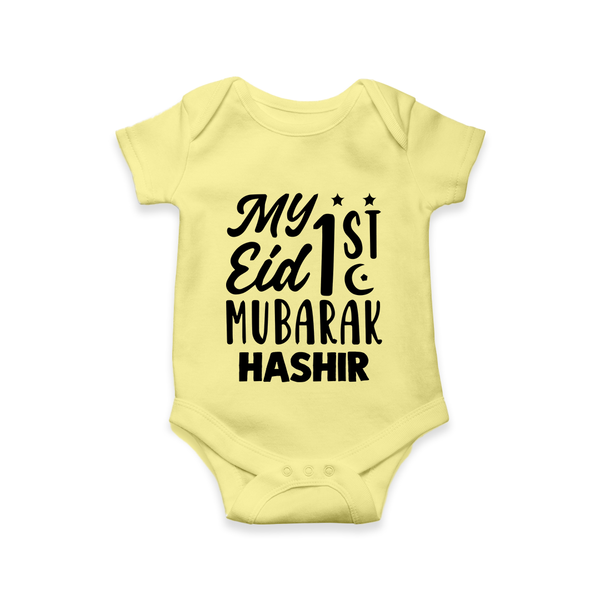 My 1st eid mubarak Custom Romper - PASTEL YELLOW - New Born (Chest 14")