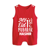 My 1st eid mubarak Custom Romper Suit - RED - 0 - 5 Months Old (Chest 18")