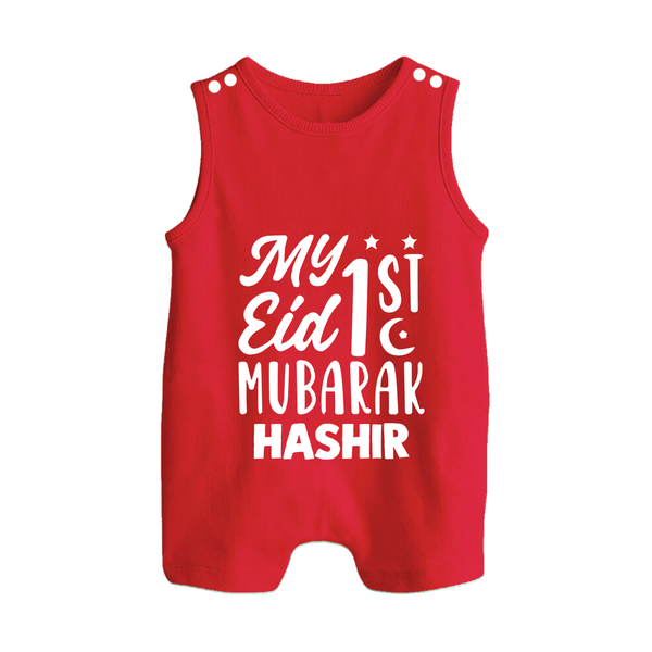 My 1st eid mubarak Custom Romper Suit - RED - 0 - 5 Months Old (Chest 18")