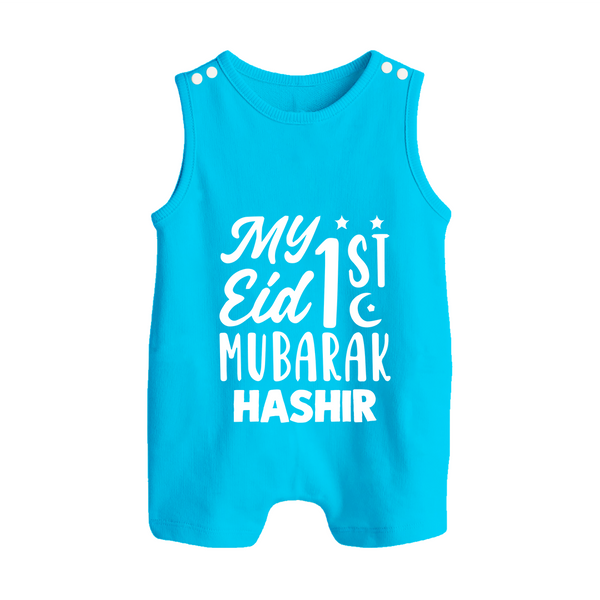 My 1st eid mubarak Custom Romper Suit - SKY BLUE - 0 - 5 Months Old (Chest 18")