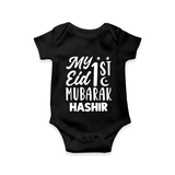 My 1st eid mubarak Custom Romper - BLACK - New Born (Chest 14")