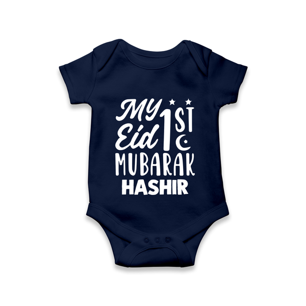 My 1st eid mubarak Custom Romper - NAVY BLUE - New Born (Chest 14")