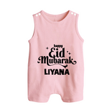 Happy Eid Mubarak Personalised Romper Suit - BABY PINK - 0 - 5 Months Old (Chest 18")