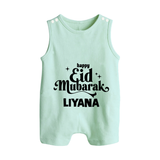Happy Eid Mubarak Personalised Romper Suit - MINT GREEN - 0 - 5 Months Old (Chest 18")