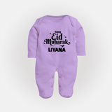 Happy Eid Mubarak Personalised Fullbody Suit - LILAC - New Born (Chest 7.5")