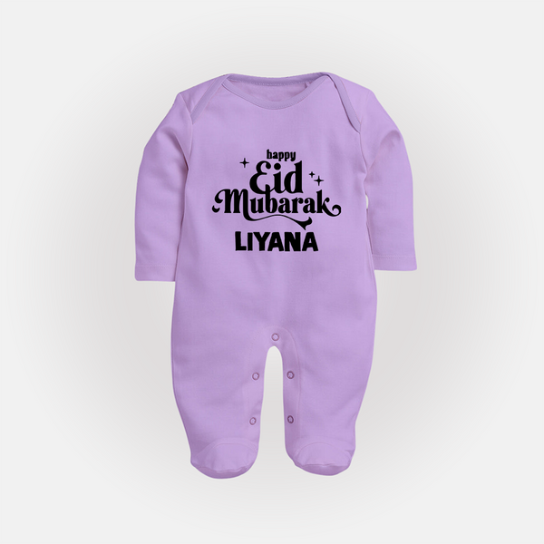 Happy Eid Mubarak Personalised Fullbody Suit - LILAC - New Born (Chest 7.5")