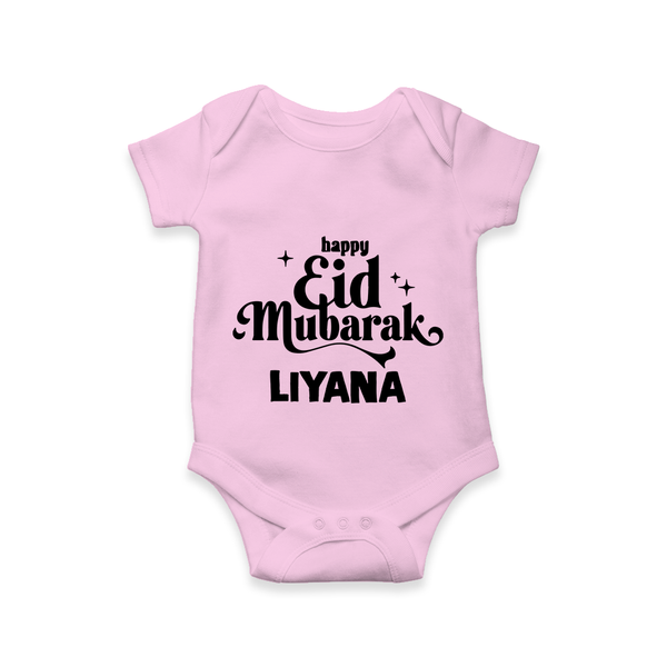 Happy Eid Mubarak Personalised Romper - BABY PINK - New Born (Chest 14")