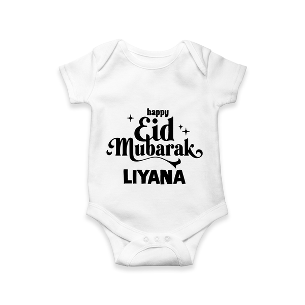 Happy Eid Mubarak Personalised Romper - WHITE - New Born (Chest 14")