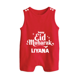 Happy Eid Mubarak Personalised Romper Suit - RED - 0 - 5 Months Old (Chest 18")