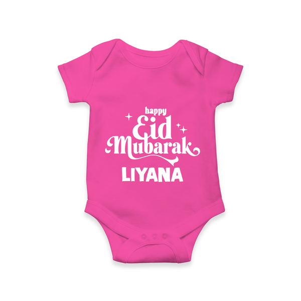Happy Eid Mubarak Personalised Romper - HOT PINK - New Born (Chest 14")