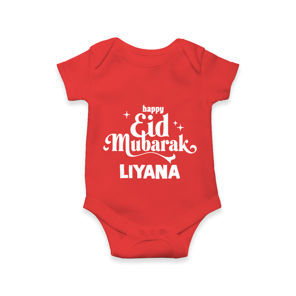 Happy Eid Mubarak Personalised Romper - RED - New Born (Chest 14")