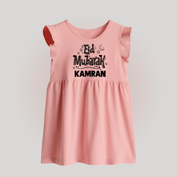 Eid Mubarak Custom Baby Frock - BABY PINK - 0 - 3 Months Old (Chest 17")