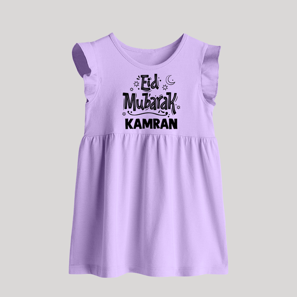 Eid Mubarak Custom Baby Frock - LILAC - 0 - 3 Months Old (Chest 17")
