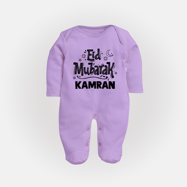 Eid Mubarak Custom Fullbody Suit - LILAC - New Born (Chest 7.5")
