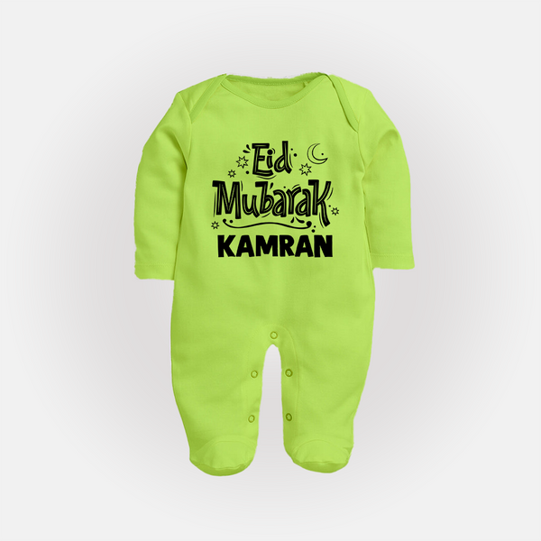 Eid Mubarak Custom Fullbody Suit - LIME GREEN - New Born (Chest 7.5")