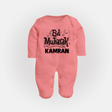 Eid Mubarak Custom Fullbody Suit - PEACH - New Born (Chest 7.5")