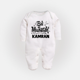 Eid Mubarak Custom Fullbody Suit - WHITE - New Born (Chest 7.5")