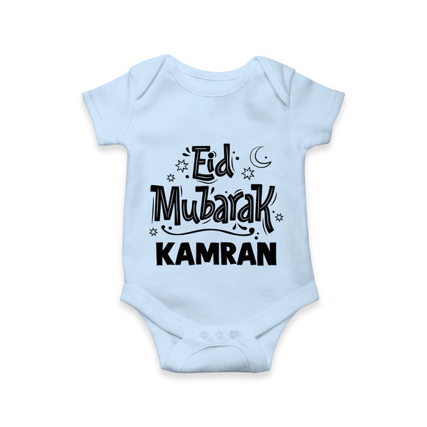 Eid Mubarak Custom Romper - BABY BLUE - New Born (Chest 14")