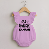 Eid Mubarak Custom Romper Frock - BABY PINK - 0 - 3 Months Old (Chest 19")