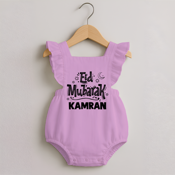 Eid Mubarak Custom Romper Frock - BABY PINK - 0 - 3 Months Old (Chest 19")