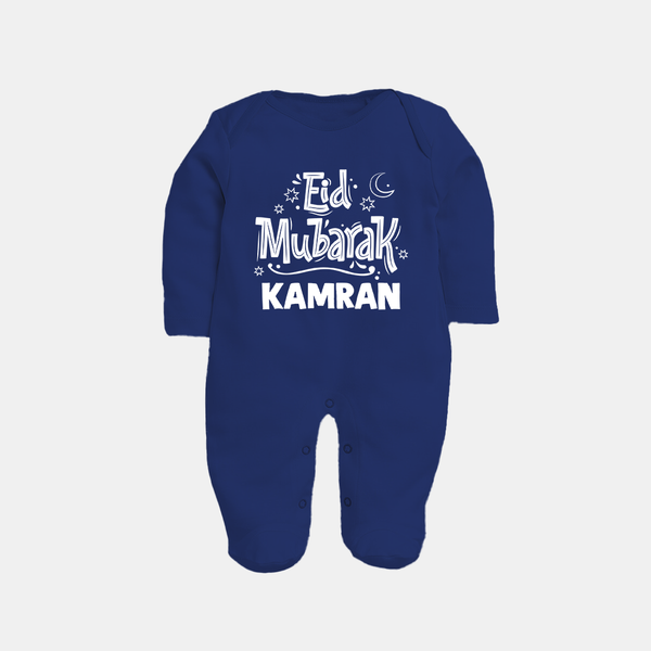 Eid Mubarak Custom Fullbody Suit - NAVY BLUE - New Born (Chest 7.5")