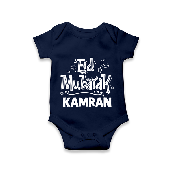 Eid Mubarak Custom Romper - NAVY BLUE - New Born (Chest 14")