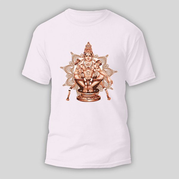 Ayyappa Vibes - Ayyappa Themed Imprinted T-Shirt For Adults - WHITE - S (Chest 19")