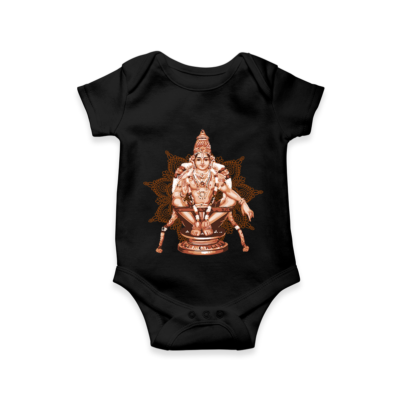 Ayyappa Vibes - Ayyappa Themed Imprinted Romper For Babies - BLACK - 0 - 3 Months Old (Chest 16")