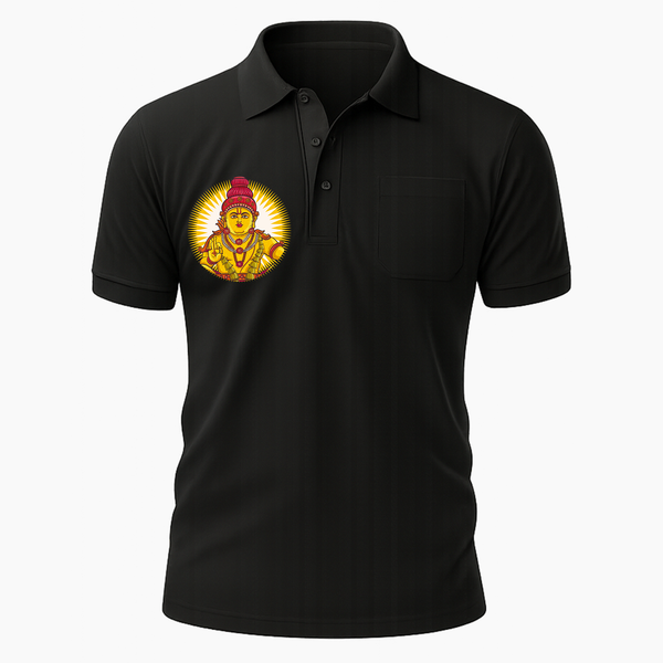 Golden Aura Ayyappa |  Adults Polo Tshirt - BLACK - Small 0