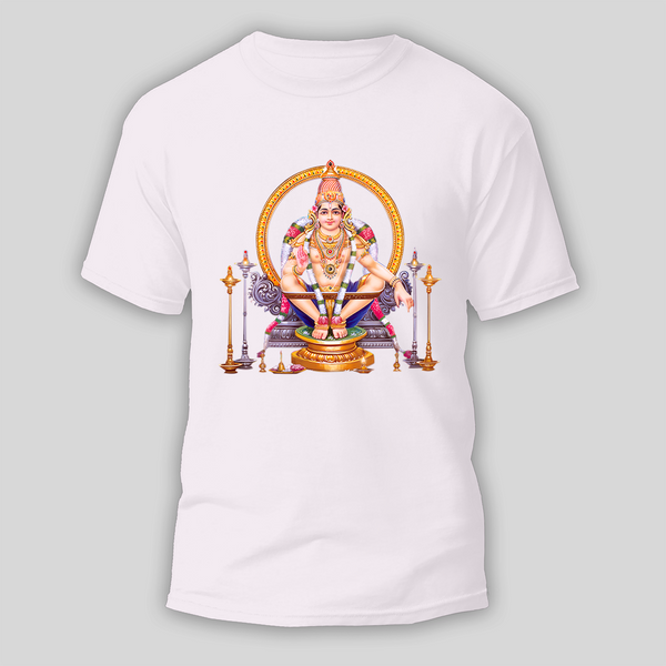 Ayyappa Spirit - Ayyappa Themed Imprinted T-Shirt For Adults - WHITE - S (Chest 19")