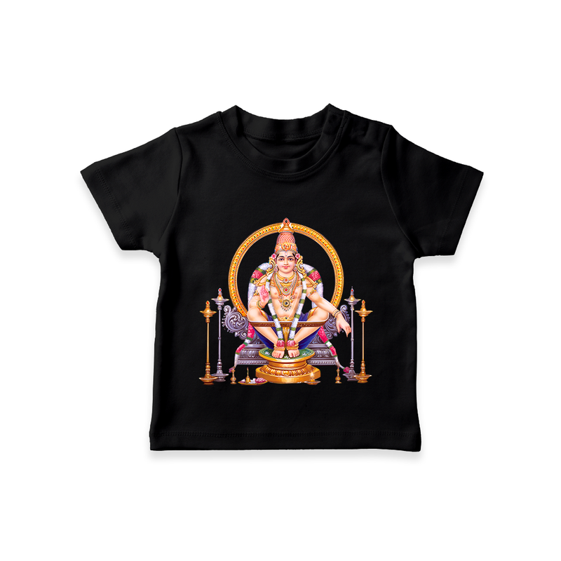 Ayyappa Spirit - Ayyappa Themed Imprinted T-Shirt For Kids - BLACK - 0-5 Months Old (Chest 17")