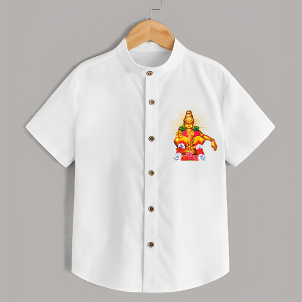 Ayyappa Blessings - Ayyappa Themed Imprinted Shirt For Adults - WHITE - S (Chest 20")