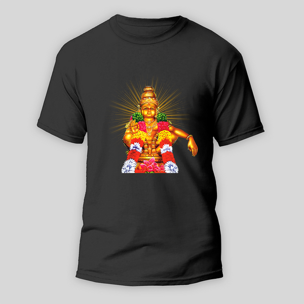 Floral Golden Ayyappa | Adults TShirt - BLACK - Small 0