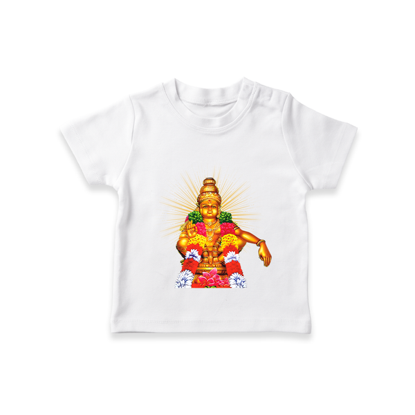 Ayyappa Blessings - Ayyappa Themed Imprinted T-Shirt For Kids - WHITE - 0-5 Months Old (Chest 17")