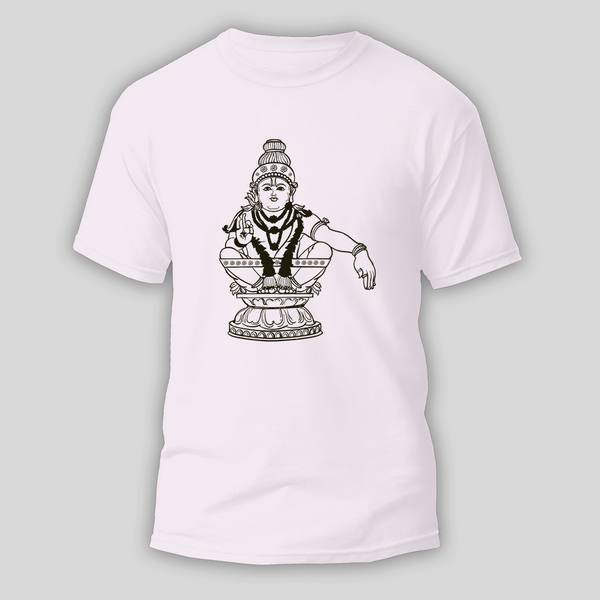 Warrior Of Sabarimalai - Ayyappa Themed Imprinted T-Shirt For Adults - WHITE - S (Chest 19")