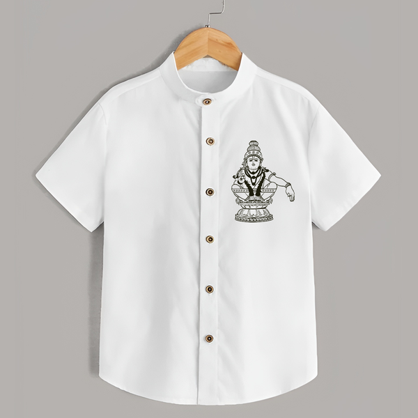 Warrior Of Sabarimalai - Ayyappa Themed Imprinted Shirt For Kids - WHITE - 0 - 6 Months Old (Chest 23")