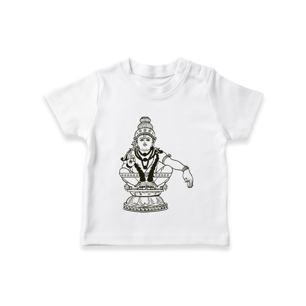 Warrior Of Sabarimalai - Ayyappa Themed Imprinted T-Shirt For Kids - WHITE - 0-5 Months Old (Chest 17")