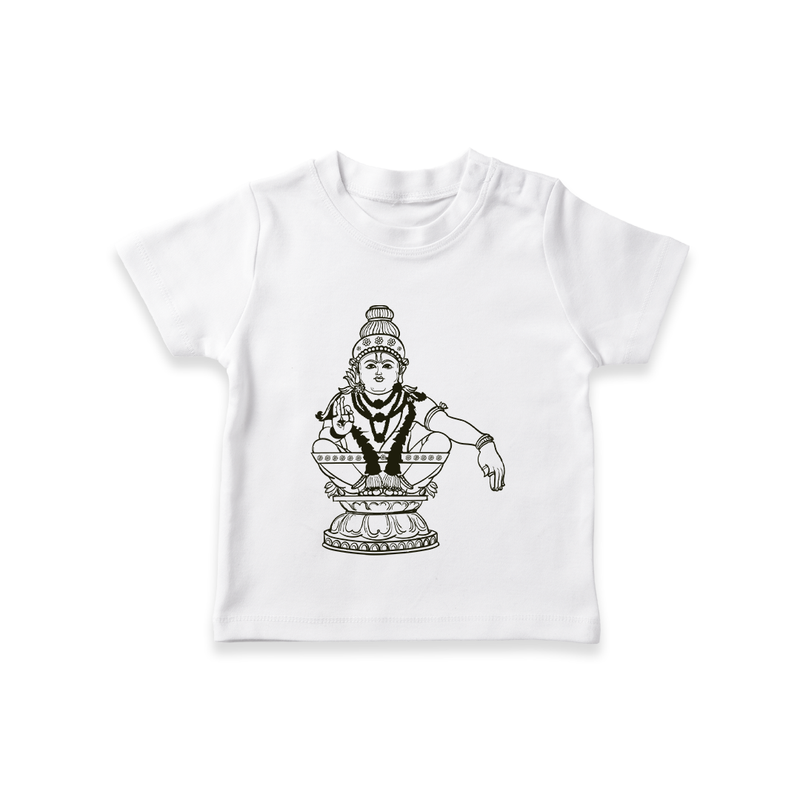 Warrior Of Sabarimalai - Ayyappa Themed Imprinted T-Shirt For Kids - WHITE - 0-5 Months Old (Chest 17")