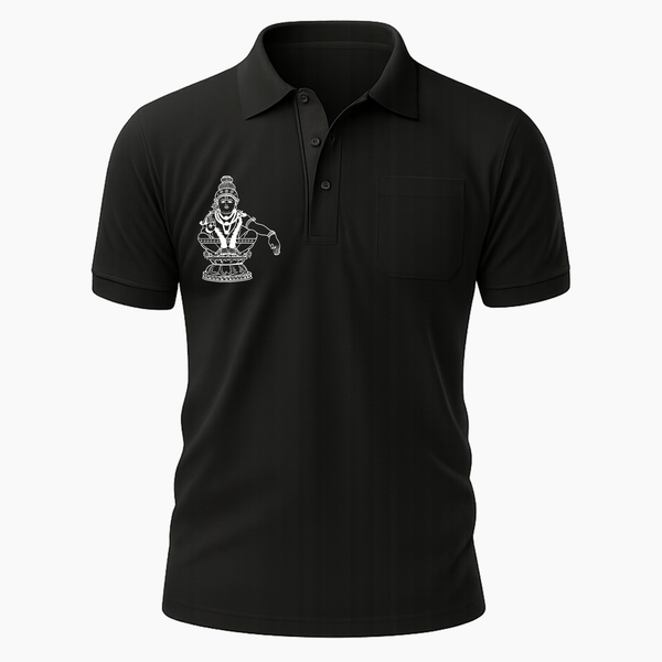 Ayyappa Line Art |  Adults Polo Tshirt - BLACK - Small 0