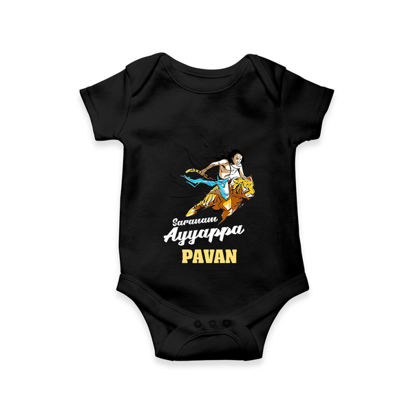 Sharanam Ayyappa Kids Tiger Ride | Personalized Romper for Lord Ayyappa - BLACK - New Born (Chest 14")