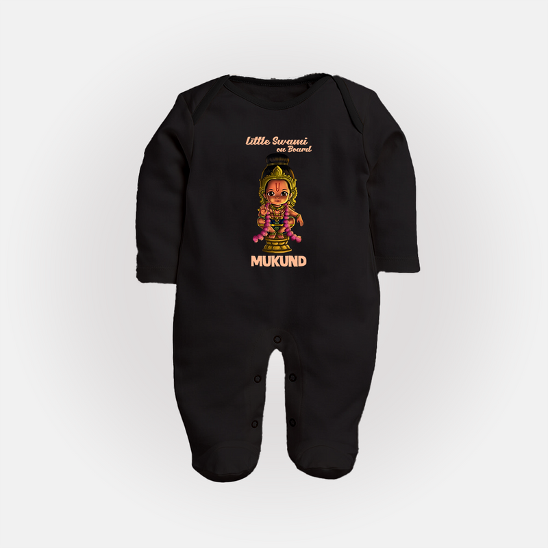 Little Swami Ayyappa Baby romper – Divine Edition|Custom Baby Fullbody Suit for Ayyappan Sami - BLACK - New Born (Chest 7.5")