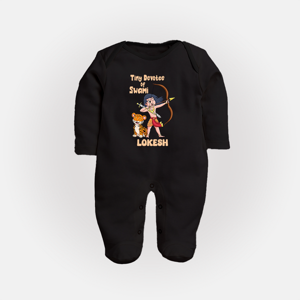 Tiny Devotee of Swami|Custom Baby Fullbody Suit for Ayyappan Sami - BLACK - New Born (Chest 7.5")