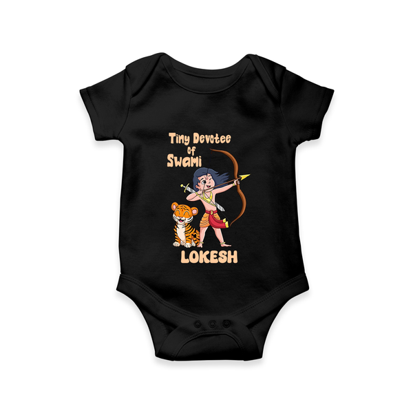 Tiny Devotee of Swami| Personalized Romper for Lord Ayyappa - BLACK - New Born (Chest 14")
