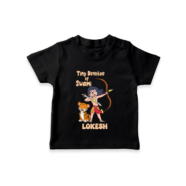 Tiny Devotee of Swami|Custom Baby Tshirt for Ayyappan Sami - BLACK - 0-5 Months Old (Chest 17")